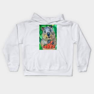 Quokka with Strawberries Kids Hoodie